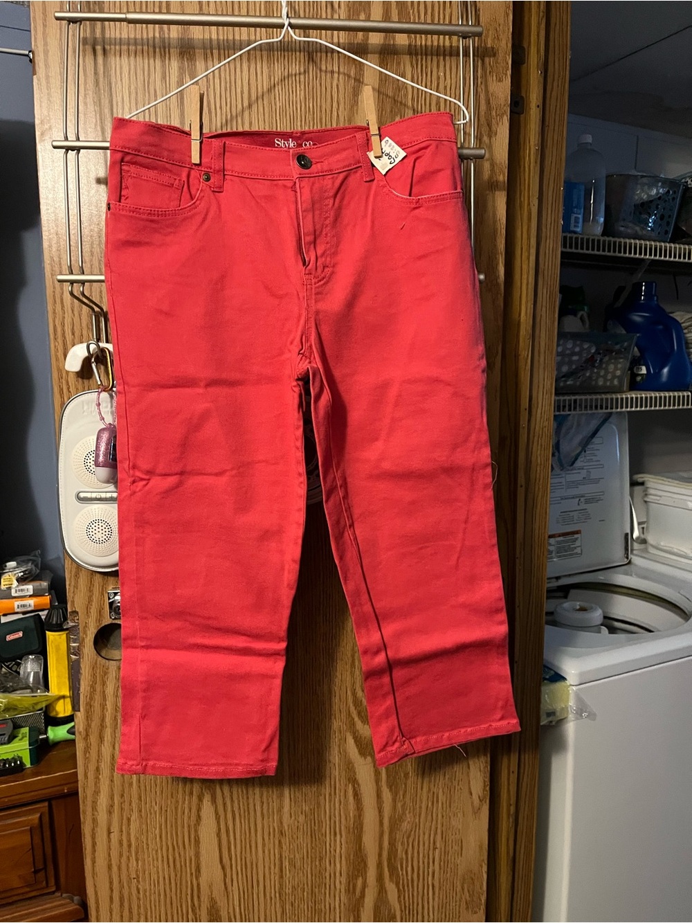 Style & Co. Coral-Red Cropped Jeans